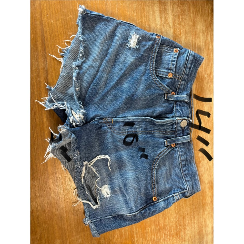 Levi's‎ 501 Denim Shorts Distressed Frayed Hem Blue Jean Cut Off Casual